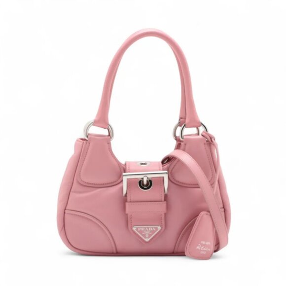 Prada Nappa Soft Moon Leather Two-Way Shoulder Bag Pink - Picture 1 of 16